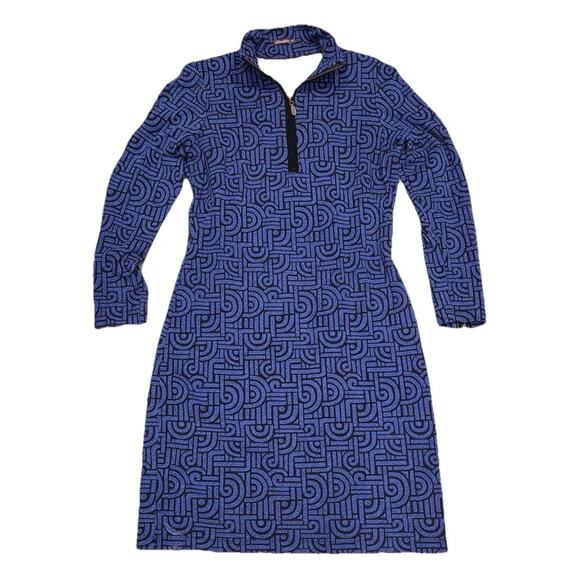 J.McLaughlin NWOT Bedford Purple Geometric Link Quarter Zip Dress Medium A004259 - Picture 2 of 11
